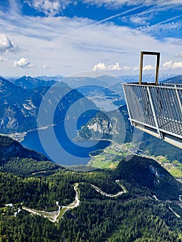 Panoramic view from the Five Fingers view point at the Hoher Dachstein mountain in Austria.