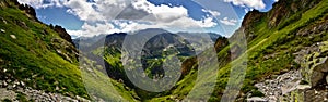 Panoramic view of five lake valley in Tatra mountain