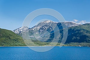 Panoramic view on the fjord near Tromso city