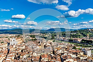 Panoramic view of Florence on a beautiful day, Tuscany, Italy