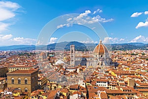 Panoramic view of Florence. Cathedral of Santa Maria del Fiore. Florence, Italy.
