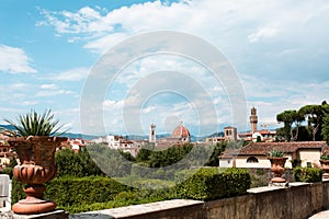 Panoramic view of Florence city from the terrace in the Pitti Palace