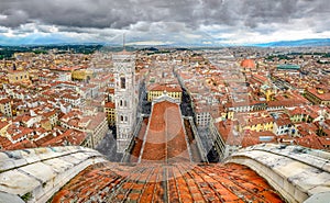 Panoramic view of Florence from cupola of Duomo cathedral