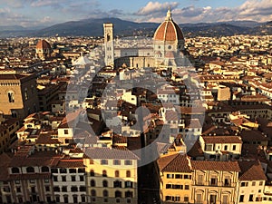 Panoramic view of Florence and duomo from Arnolfo tower. photo