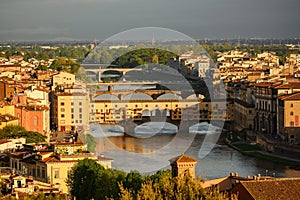 Panoramic view of Florence and Ponte Vecchio