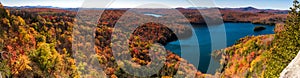 Panoramic view of the forest at Nichol`s Ledge by a sunny fall day