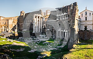 Panoramic view on foro di Nerva in Rome, Italy