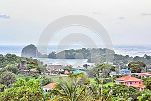 Panoramic view on the fort duvernette rock Saint Vincent and the Grenadines