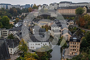 View of the fortified city, the capital of the Grand Duchy of Luxembourg, is the richest state in Europe. Old medieval city with photo