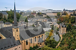 View of the fortified city, the capital of the Grand Duchy of Luxembourg, is the richest state in Europe. Old medieval city with photo