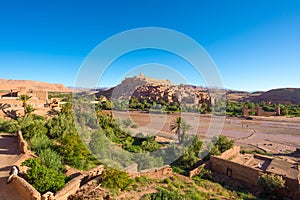 Panoramic view of the fortified town of Ait ben Haddou