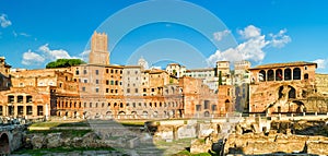 Panoramic view of Forum and Market of Trajan, Rome, Italy