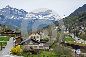 Panoramic view of french Alps and Saint-Gervais-les-Bains