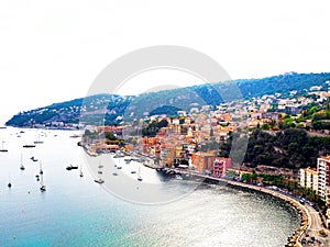 Panoramic view of French Riviera near town of Villefranche-sur-Mer, Menton, Monaco Monte Carlo, CÃ´te d`Azur, French Riviera, Fr