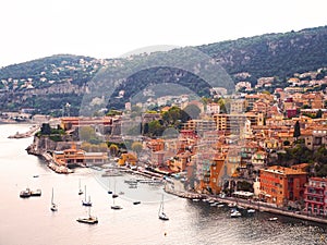 Panoramic view of French Riviera near town of Villefranche-sur-Mer, Menton, Monaco Monte Carlo, CÃ´te d`Azur, French Riviera, Fr