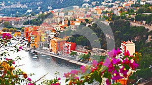 Panoramic view of French Riviera near town of Villefranche-sur-Mer, Menton, Monaco Monte Carlo, CÃ´te d`Azur, French Riviera, Fra