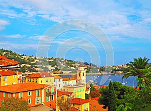 Panoramic view of French Riviera near town of Villefranche-sur-Mer, Menton,Monaco Monte Carlo,CÃ´te d`Azur,French Riviera, France