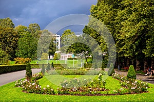 Panoramic view of Frogner Park, Frognerparken, in northwestern district of Oslo, Norway