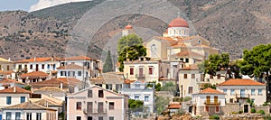 Panoramic view of Galaxidi village in Greece.