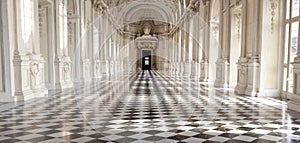 Panoramic view of Galleria di Diana in Venaria Royal Palace, Torino, Piemonte