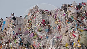 Panoramic view of garbage dump in winter in winter forest, Russia