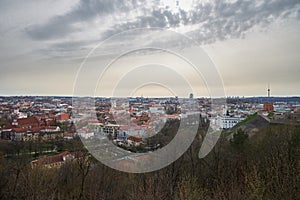 Panoramic view of the Gedimin tower in Vilnius in spring