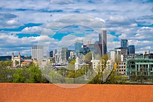 Panoramic view from Gediminas tower of the modern city center