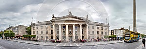 Panoramic view of the General Post Office building in a cloudy day in Dublin, Ireland