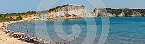 Panoramic view of Gerakas beach in Zakynthos in Greece. A famous touristic destination.