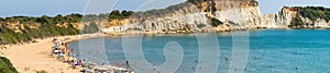 Panoramic view of Gerakas beach in Zakynthos in Greece. A touristic destination.