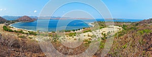 Panoramic view of Gili Gede island tropical lagoon beach photo