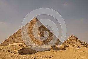 Panoramic view from Giza Desert, Architecture and historical place from Egypt, El Cairo 2018 photo