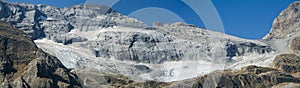 Panoramic view of the glacier of \'Monte Perdido\' from the MarborÃ© or Tuca Roya valley