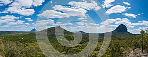 Panoramic view of Glass House mountain range in Queensland, Australia