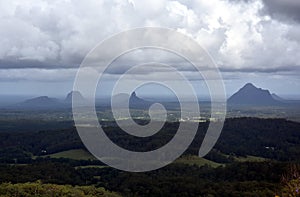 Panoramic view of Glass House Mountains National Park
