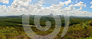 Panoramic view of Glass House Mountains in Queensland, Australia