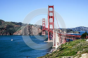 Panoramic View of the Golden Gate Bridge in San Francisco, California