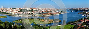 The panoramic view of the Golden Horn with the Bahariye islands