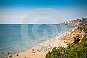 Panoramic view of Golden Sands beach in Bulgaria.