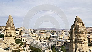 Panoramic view of Goreme, Turkey in the morning.