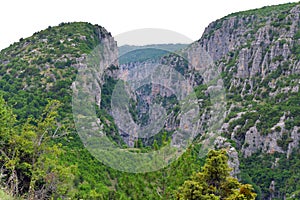 Panoramic view of the gorges in the Vikos- Aoos national park in Greece