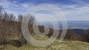 Panoramic View from Grand Ballon, Vosges Summit in Haut-Rhin, Alsace, France, on a Clear April Day