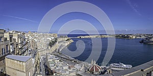 Panoramic view of Grand Harbour in Valletta, Malta