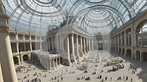 Panoramic view of Grand Palais in Paris. Grand palais has more than mln visitors per year, no people