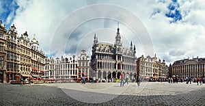 Panoramic view of the Grand Place in Brussels, Belgium.
