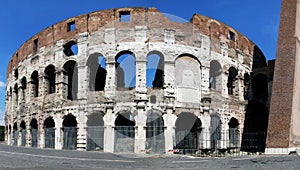 Panoramic view on the Great Roman Colosseum. Rome, Italy