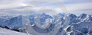 Panoramic view on Greater Caucasus from Elbrus