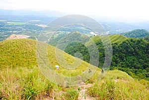 Panoramic view of green hill