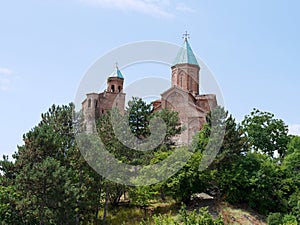 Panoramic view of Gremi orthodox monastery and church complex in Kakheti region, Georgia.