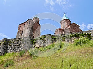 Panoramic view of Gremi orthodox monastery and church complex in Kakheti region, Georgia.